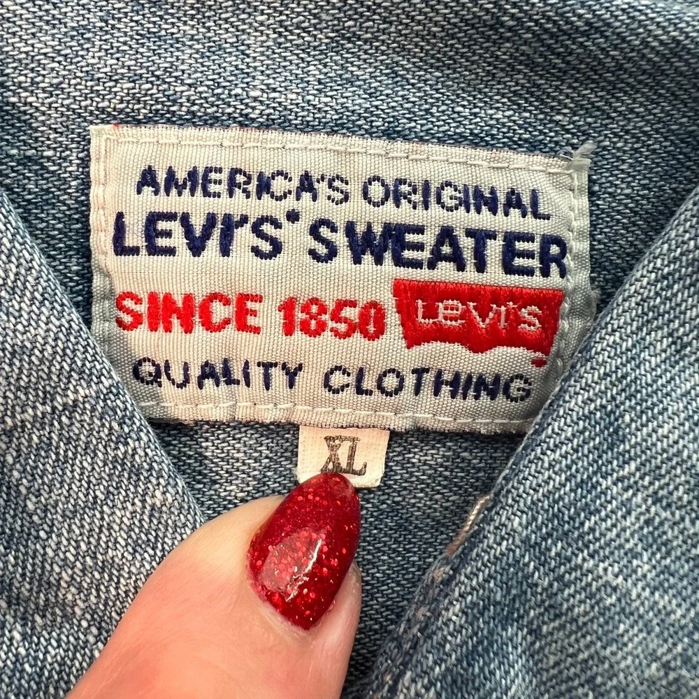 VTG Levis Men's Shirt Big E Sz XL‎ Blue Cotton Heavy Denim Tag - Levi's Sweater